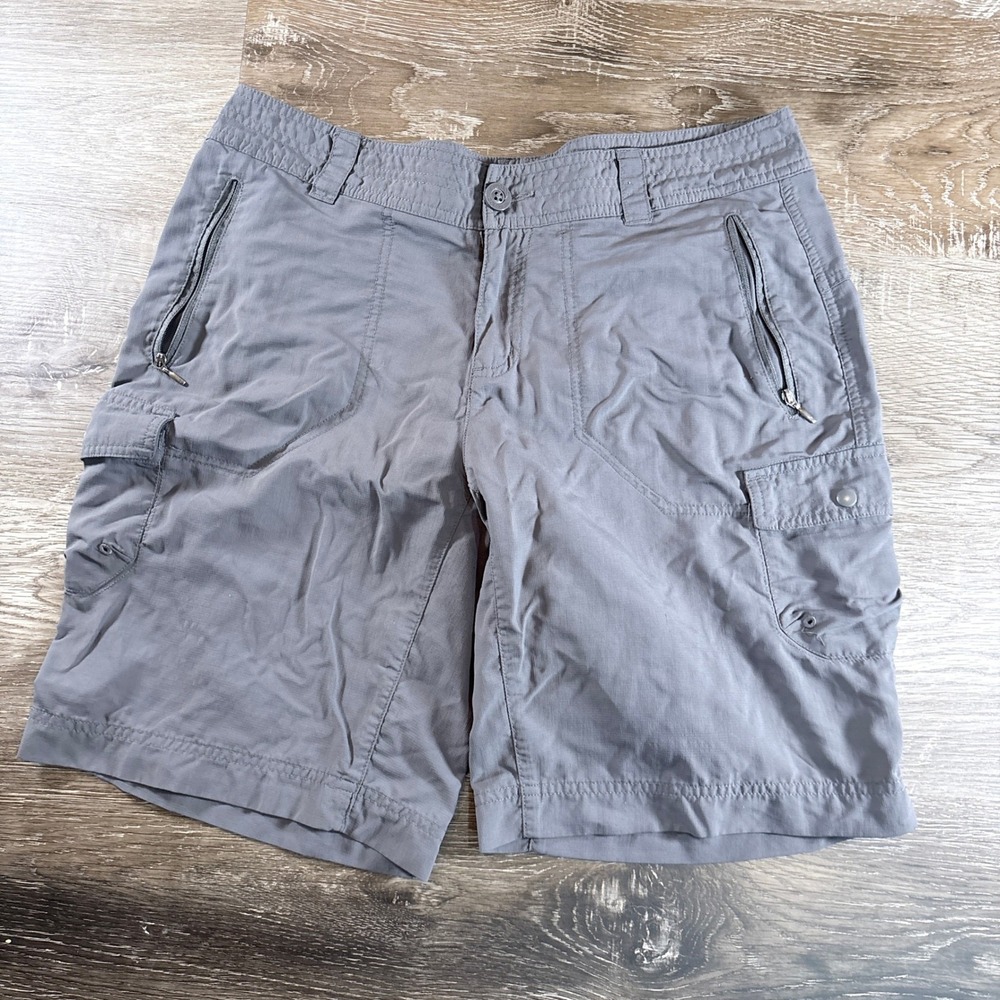 Columbia Womens Gray Hiking Outdoor Cargo Shorts Size 12 Zipper Pockets Trail